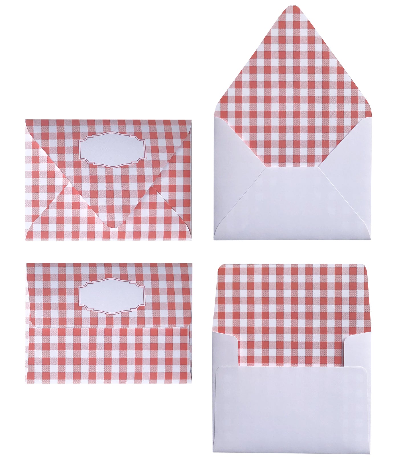 GINGHAM CORAL ENVELOPES & LINERS