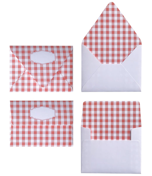 GINGHAM CORAL ENVELOPES & LINERS