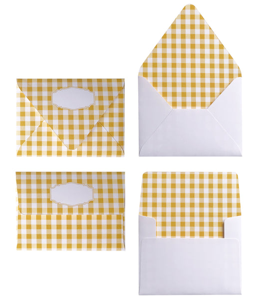 GINGHAM MUSTARD ENVELOPES & LINERS