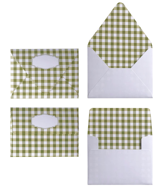 GINGHAM OLIVE ENVELOPES & LINERS