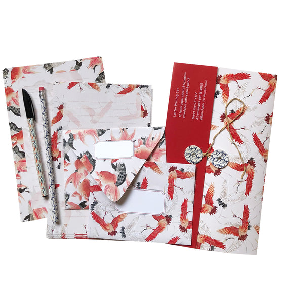 Koi Fish and Cranes