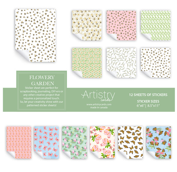 Flowery Garden Sticker Sheets - Wholesale