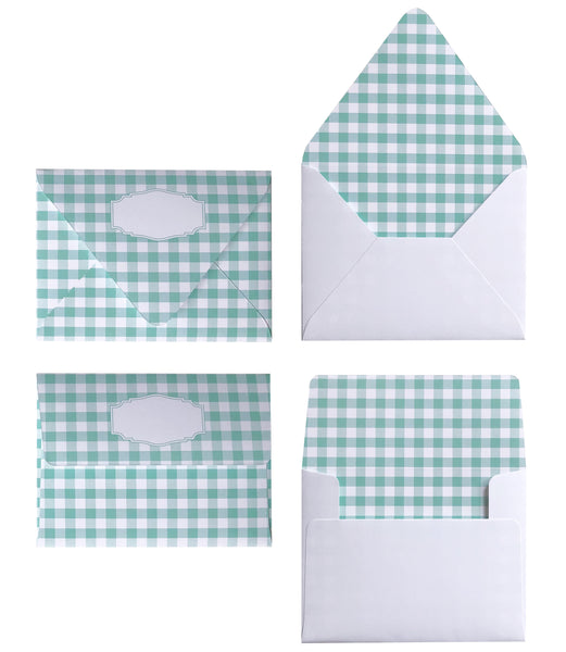 GINGHAM MINT GREEN ENVELOPES & LINERS