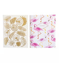 Flamingos & Gold Tropical Leaves