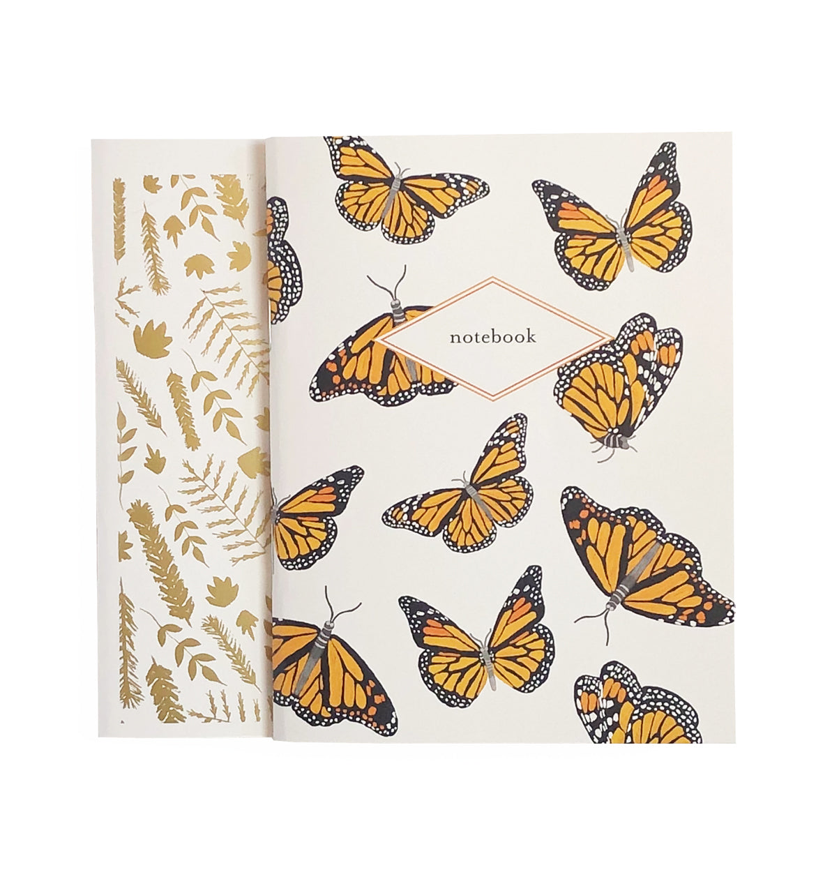 Monarch Butterfly & Gold Botanical Leaves