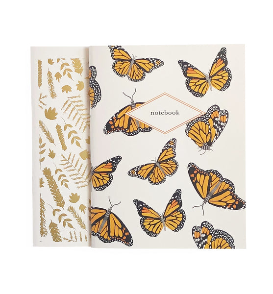 Monarch Butterfly & Gold Botanical Leaves