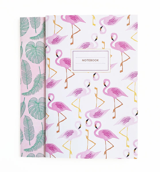 Flamingo and Tropical Leaves