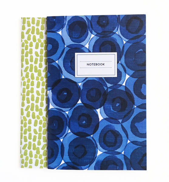 Navy Circles and Chartreuse Watercolour Dots