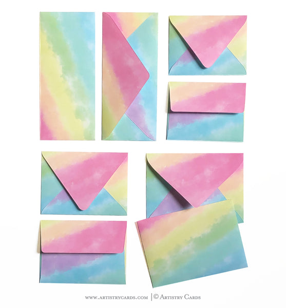 WATERCOLOR RAINBOW ENVELOPES & LINERS
