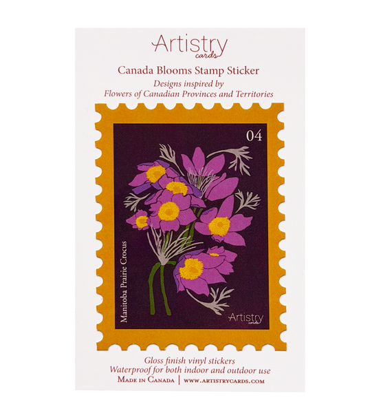 Manitoba Prairie Crocus Stamp Sticker - Wholesale