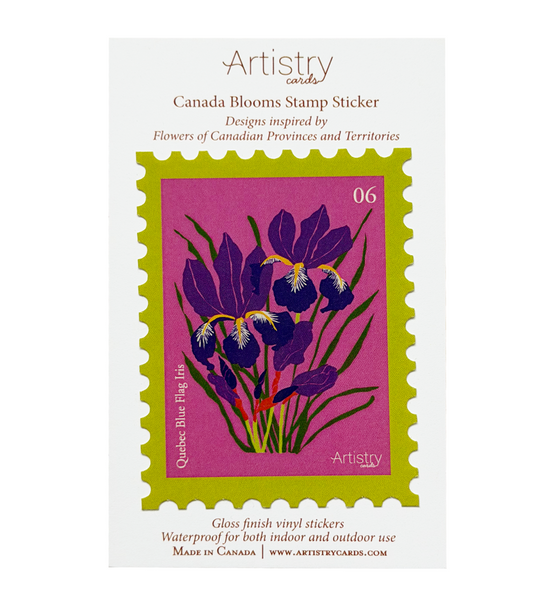 Quebec Blue Flag Iris Stamp Sticker - Wholesale