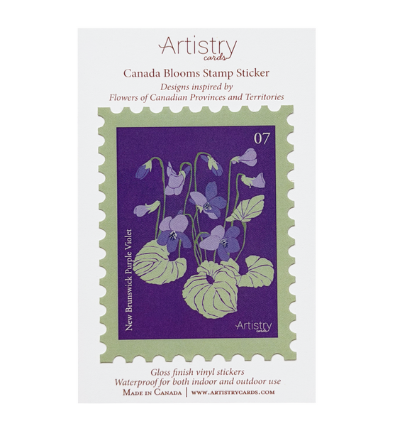 New Brunswick Purple Violet Stamp Sticker - Wholesale