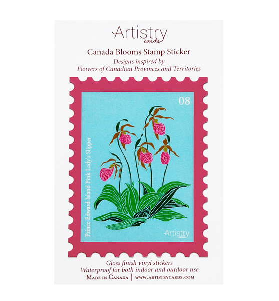Prince Edward Island Pink Lady's Slipper Stamp Sticker - Wholesale