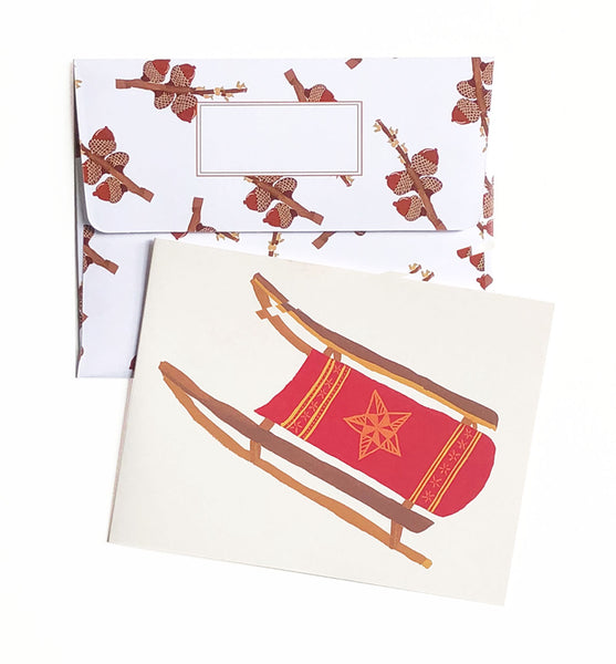 Vintage Sled | Merry & Bright Holiday Greeting Cards Sale | Wholesale