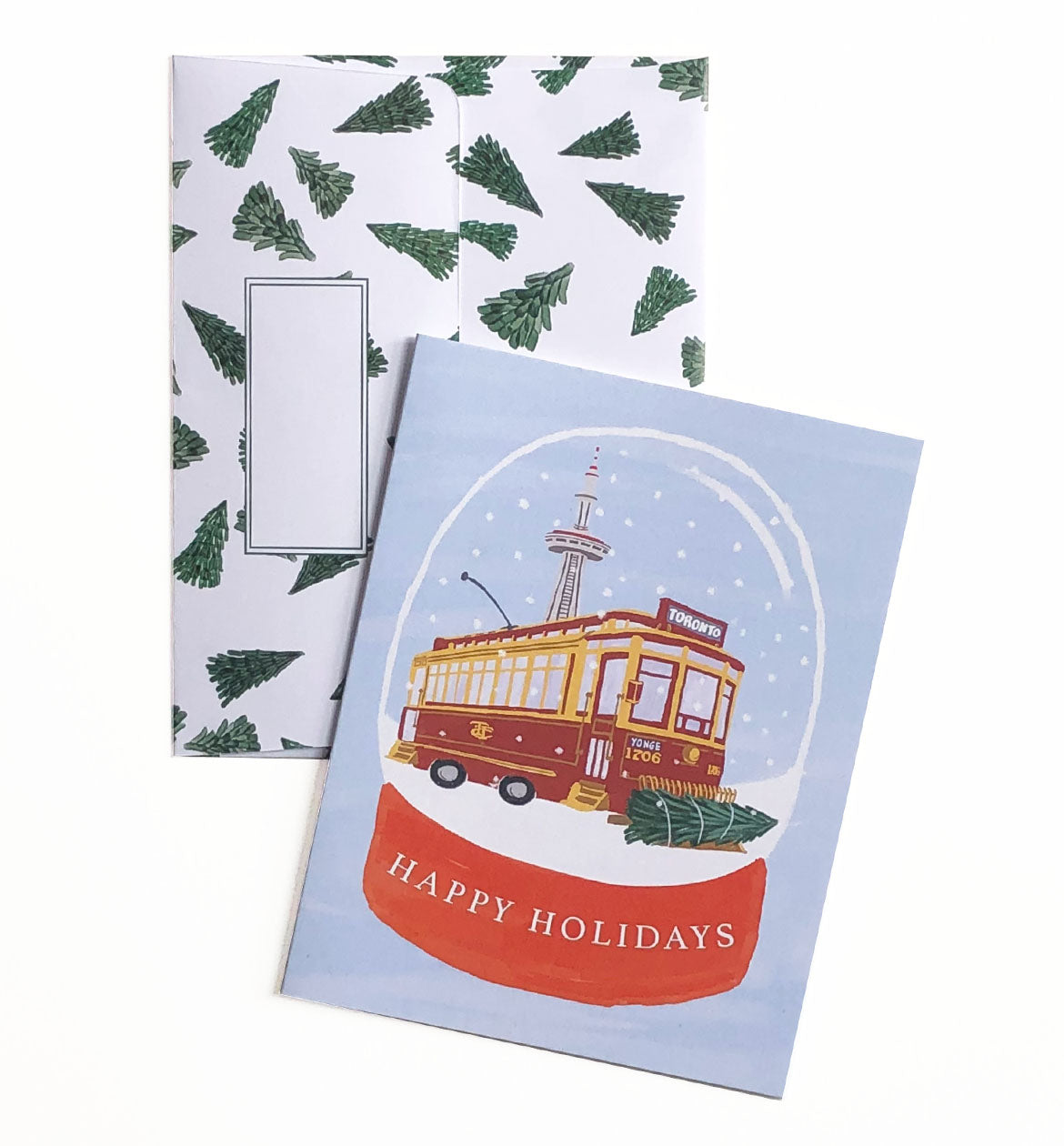 Happy Holidays Vintage Streetcar | Merry & Bright Holiday Sale Greeting Cards