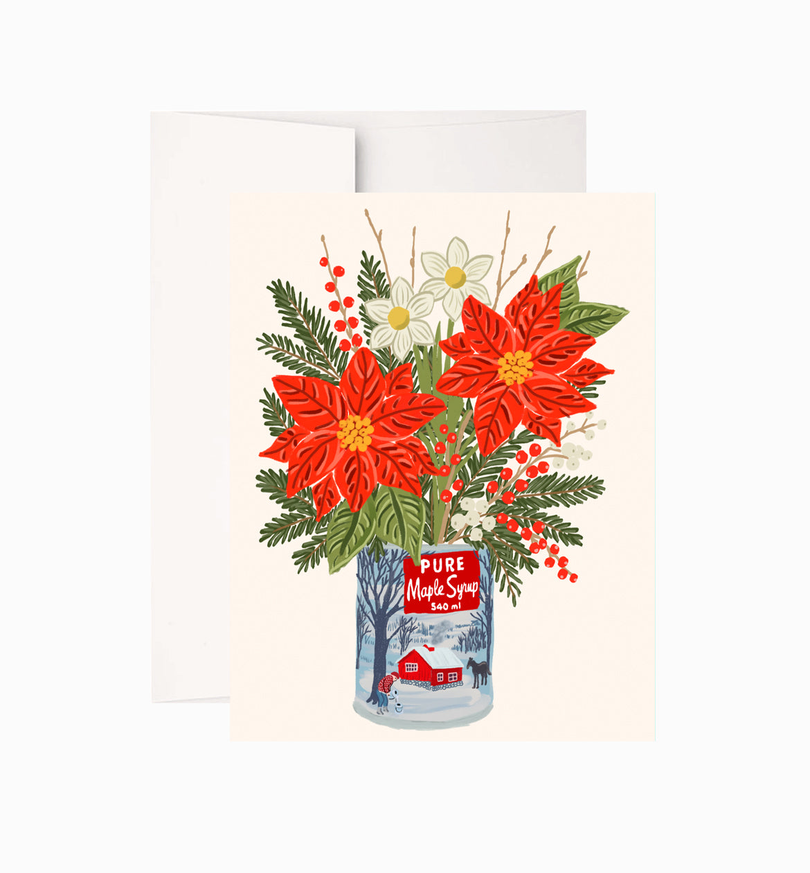 Poinsettias in Maple Tin | Merry & Bright Holiday Boxed Cards Sale
