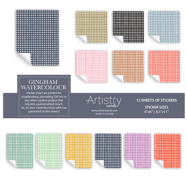 Gingham Watercolour Sticker Sheets