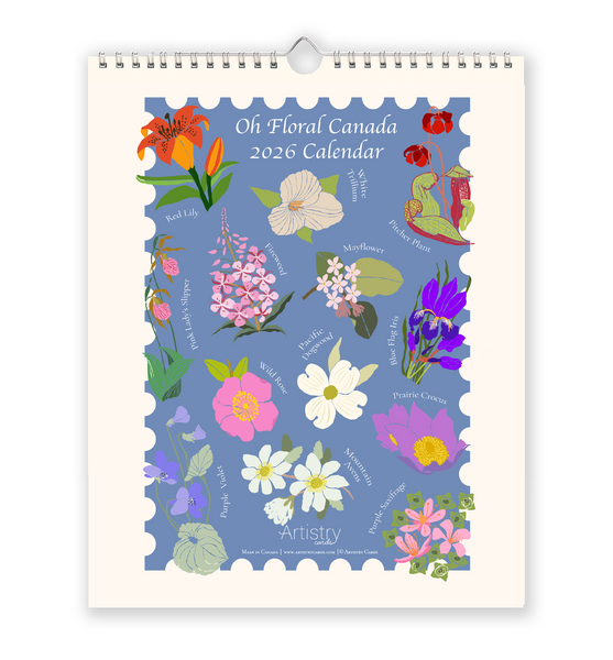 Oh Floral Canada Stamps 2026 Wall Calendar