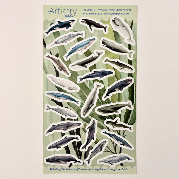 Vintage Whale Vinyl KissCut Sticker Sheet – Ocean & Marine Life Design