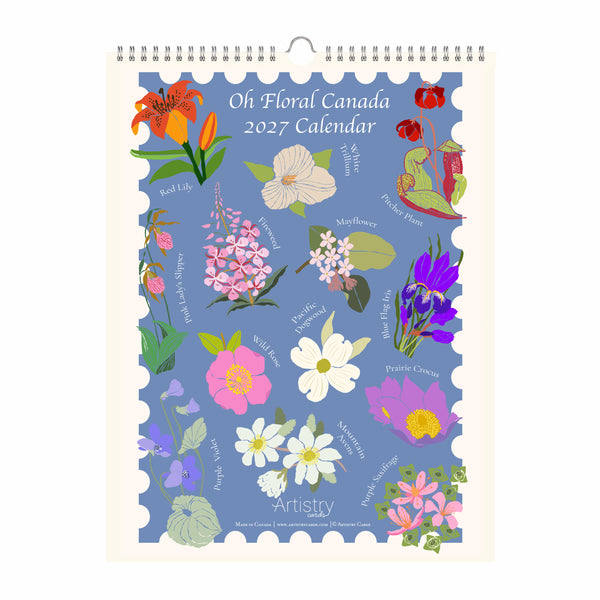 2027 Oh Floral Canada Botanical Wall Calendar – Canadian Floral Stamp Collection