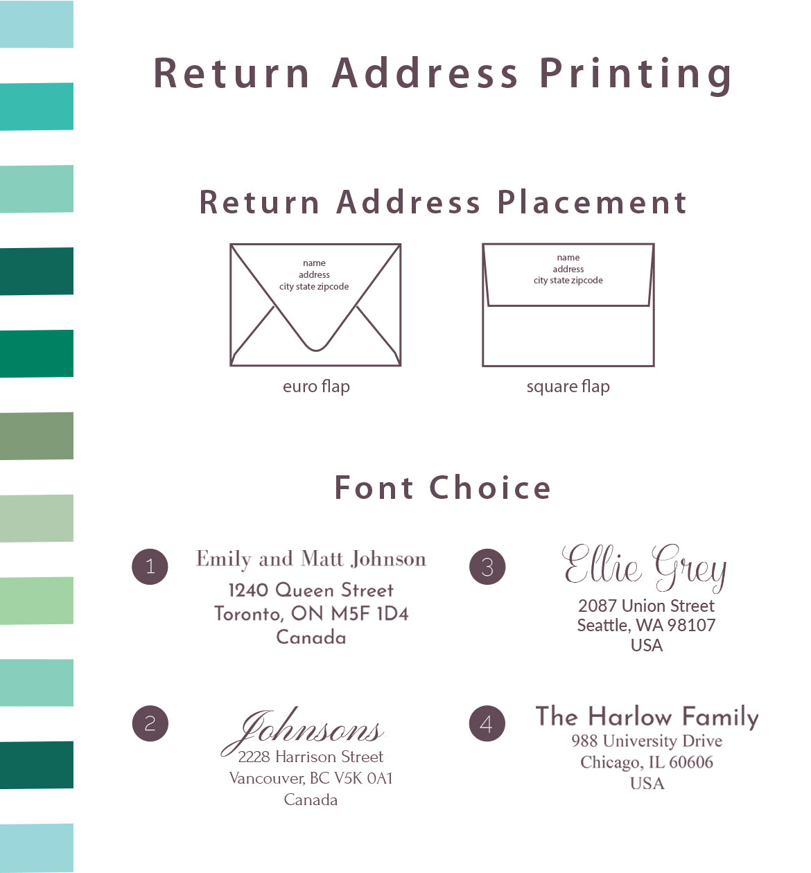 RETURN ADDRESS PRINTING ON ENVELOPES